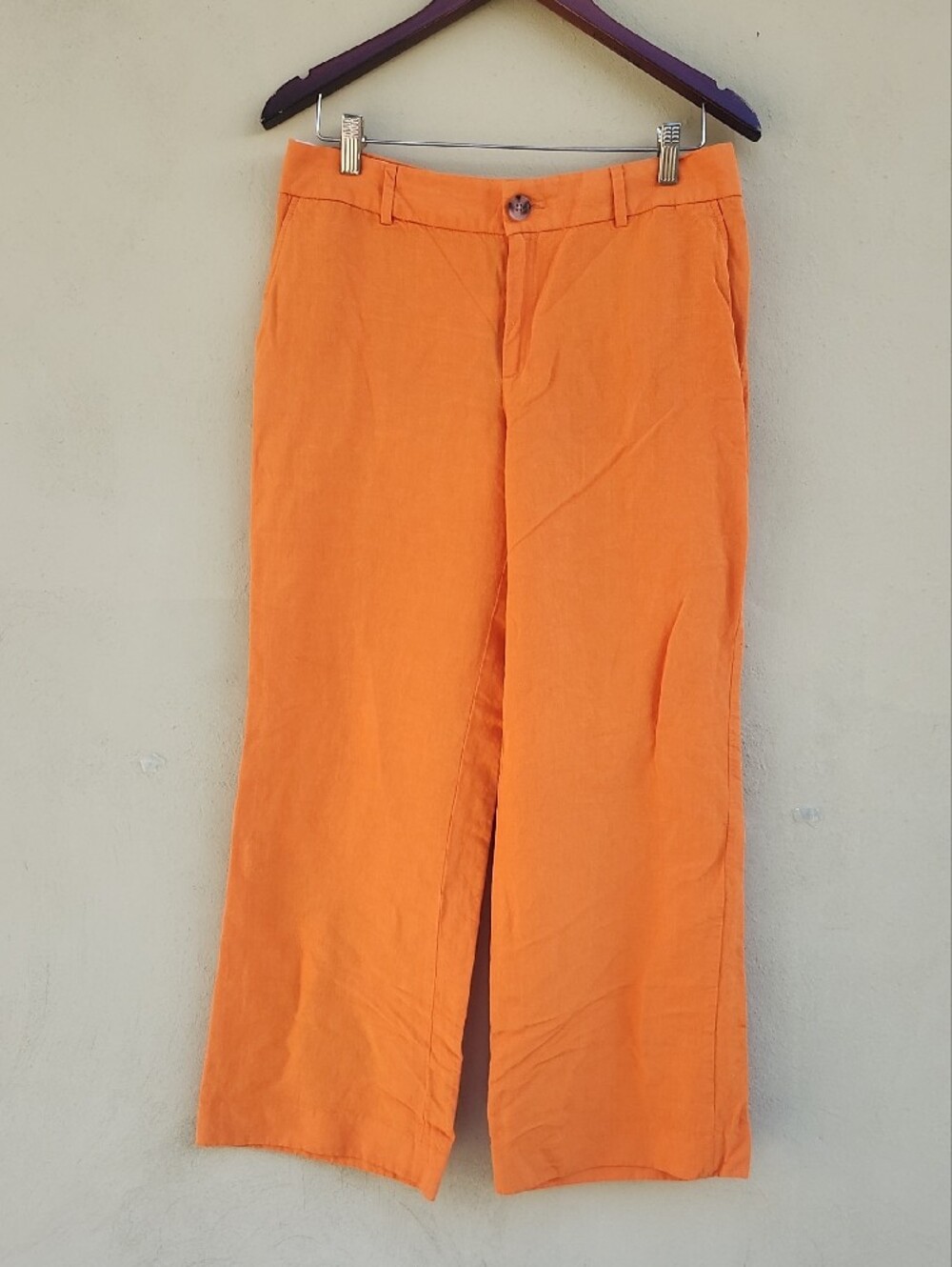 Banana Republic Linen Wide-Leg Trousers in Bright Orange - Picture 3 of 8